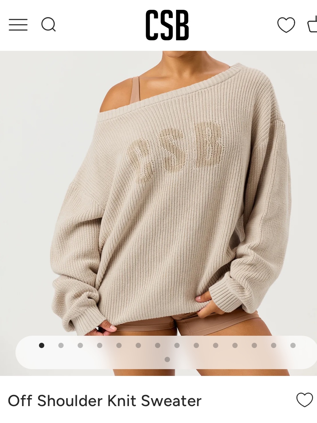 Csb Off-Shoulder Knit Sweater - Beige